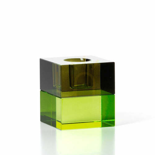 Sprawdź Świecznik BAZAR BIZAR The Gem Blocks Green Smoke ze szkła z recyklingu 5,5 cm