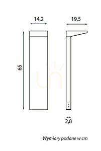 Słupek oświetleniowy SU-MA Karo KB-650 LED 10W IP65 ciemny popiel 65 cm small 4