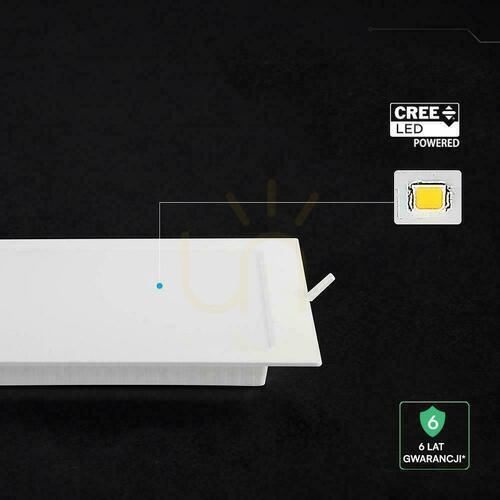 Sprawdź Panel wpuszczany downlight V-TAC 12W LED CREE CHIP kwadrat 170x170mm VT-61012CCT 1320lm 6 lat gwarancji