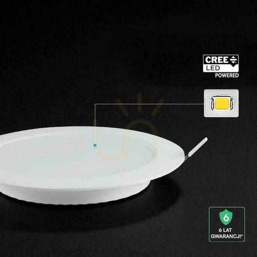Sprawdź Panel wpuszczany downlight V-TAC 12W LED CREE CHIP okrągły 170x28mm VT-61012CCT 1320lm 6 lat gwarancji