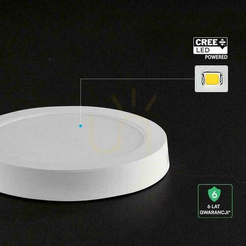 Sprawdź Panel natynkowy downlight V-TAC 6W LED CREE CHIP okrągły 121x30mm VT-60006CCT 630lm 6 lat gwarancji