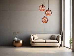Lampa wisząca CEPEDA 3xE27 miedziane szklane kule Luces Exclusivas LE41963 small 2