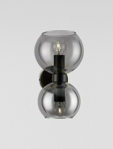Sprawdź Czarny kinkiet Luces Exclusivas REPOS LE42648 z dymionym szkłem 2 × E14 maks. 5 W