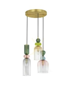 Lampa wisząca Luces Exclusivas BALAM złota ze szkłem kolorowym 3xE14 LE43400 small 0