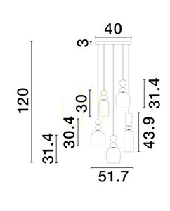 Lampa wisząca Luces Exclusivas BALAM LE43401 złota z kolorowym szkłem 5xE14 51,7 cm small 2