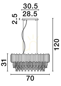 Lampa wisząca kryształowa ACATEN Luces Exclusivas LE43576 chrom 5×E14 70 cm small 2