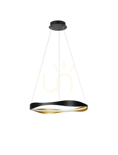 Sprawdź Lampa wisząca LED SATIPO Luces Exclusivas, czarno-złota, Ø60 cm, LE44470