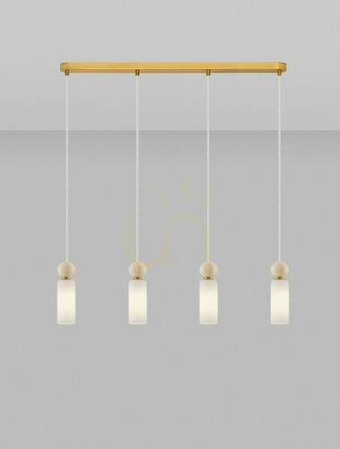 Sprawdź Lampa wisząca CORVIZO Luces Exclusivas LE45275, 4 klosze, 80 cm, złoto i trawertyn