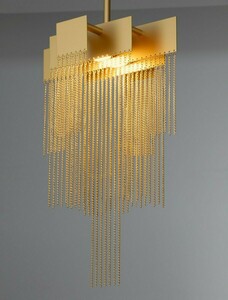 Lampa wisząca Luces Exclusivas ARDALES LE45835, kaskada złotych łańcuszków, LED 8 W 3000 K, ściemnialna TRIAC, 31 × 21 cm small 4