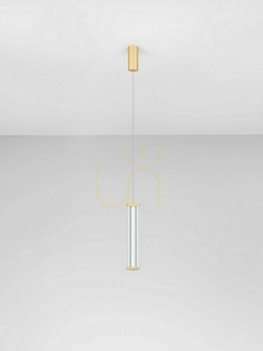 Sprawdź Lampa wisząca Luces Exclusivas CONIL LE45980, tuba akrylowa, LED 6 W, 398 lm, 2700 K, złota, wys. 200 cm