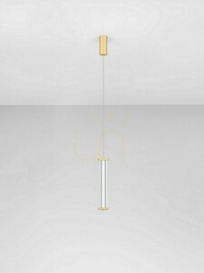 Lampa wisząca Luces Exclusivas CONIL LE45980, tuba akrylowa, LED 6 W, 398 lm, 2700 K, złota, wys. 200 cm small 1