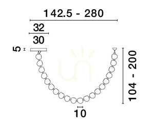 Lampa wisząca CHEPEN Luces Exclusivas LE44424, girlanda 280 cm, LED 91 W 3000 K, 6659 lm, akryl i czarny metal small 3