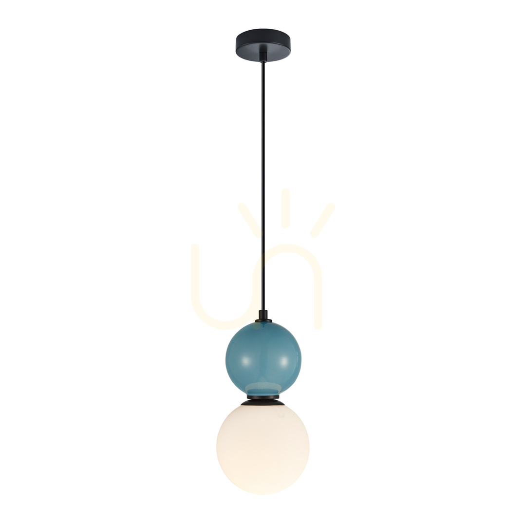 Sprawdź Lampa wisząca Italux czarna szklana E27 PND-36603-1S-BK-BLU Lampa wisząca Italux czarna szklana E27 PND-36603-1S-BK-BLU