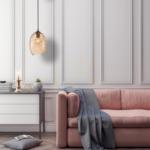Sprawdź Lampa wisząca Italux Novala bursztynowa szklana E27 PND-3031-1-BRO-AMB