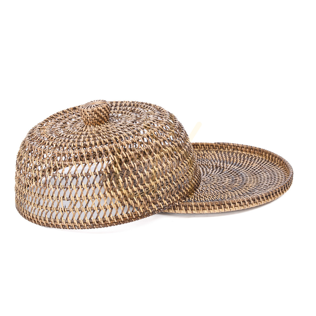 Sprawdź Pokrywa na żywność rattanowa naturalny brąz M 27 cm Pokrywa na żywność rattanowa naturalny brąz M 27 cm