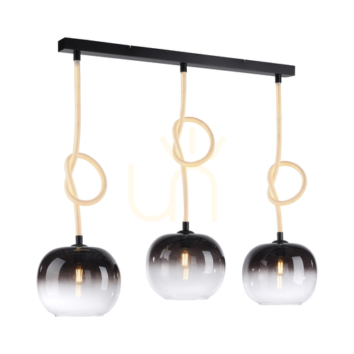 Sprawdź Lampa wisząca LUMA 2411-18 Paul Neuhaus czarno-biała 3 × E27 z podświetlanym przewodem