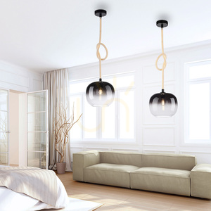 Lampa wisząca LUMA 2410-18 z podświetlaną liną LED, czarna, E27 small 2