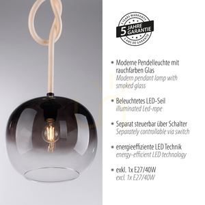 Lampa wisząca LUMA 2410-18 z podświetlaną liną LED, czarna, E27 small 4