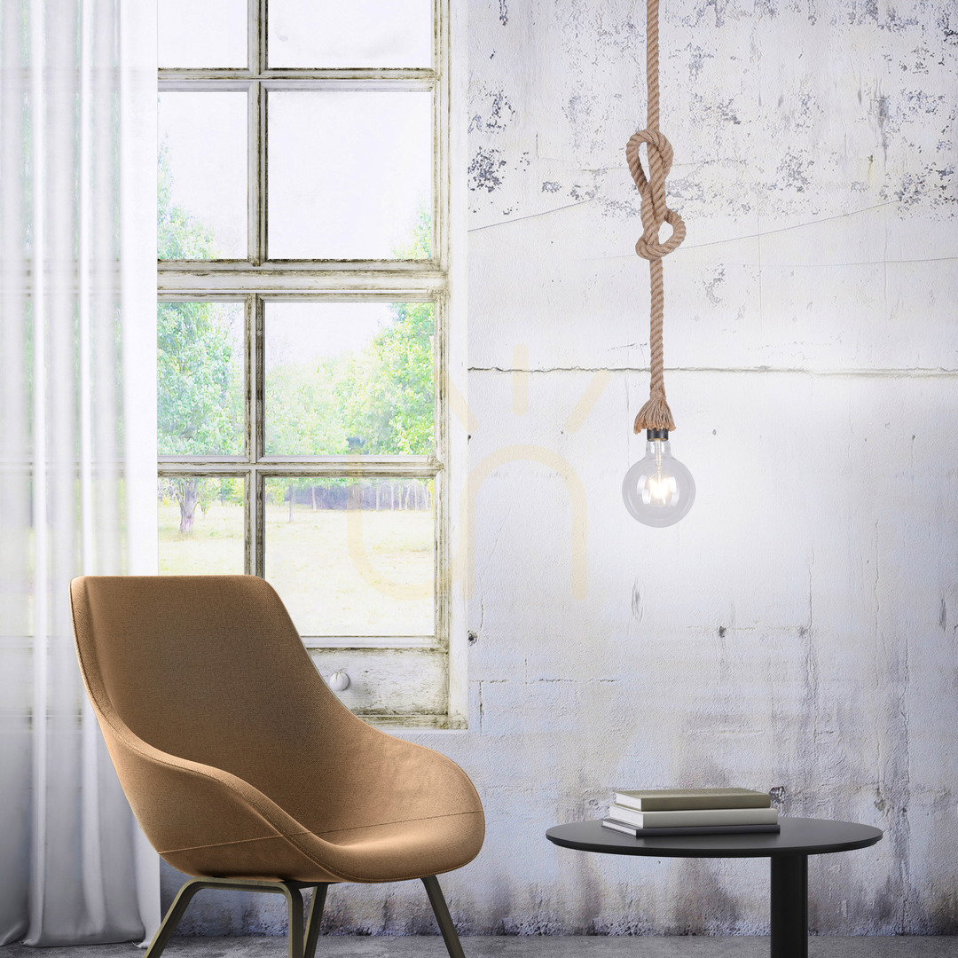 Obejrzyj Lampa Wisząca ROPE 15481-18 Brązowy 1xE27 Lampa Wisząca ROPE 15481-18 Brązowy 1xE27
