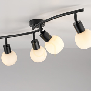 Lampa sufitowa LOKI listwa falista 4xE14 LED w zestawie 3000K czarna białe klosze 12154-18 Just Light small 10