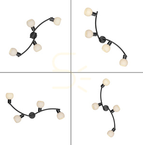 Lampa sufitowa LOKI listwa falista 4xE14 LED w zestawie 3000K czarna białe klosze 12154-18 Just Light small 13