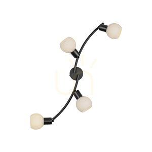 Lampa sufitowa LOKI listwa falista 4xE14 LED w zestawie 3000K czarna białe klosze 12154-18 Just Light small 17