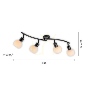 Lampa sufitowa LOKI listwa falista 4xE14 LED w zestawie 3000K czarna białe klosze 12154-18 Just Light small 8