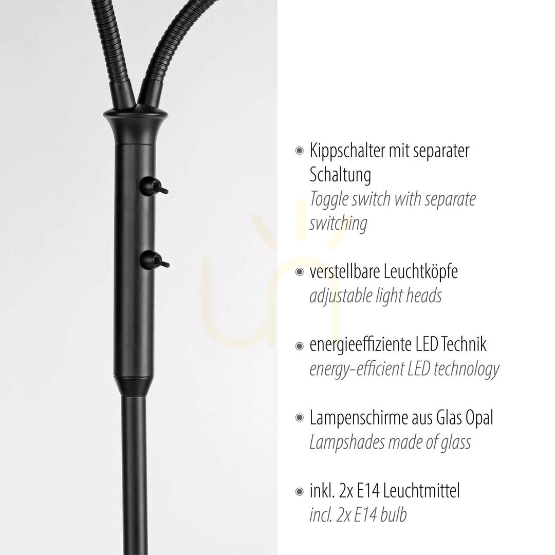 Wyświetl Lampa Podłogowa LOKI 12158-18 Czarny 2xE14 Lampa Podłogowa LOKI 12158-18 Czarny 2xE14