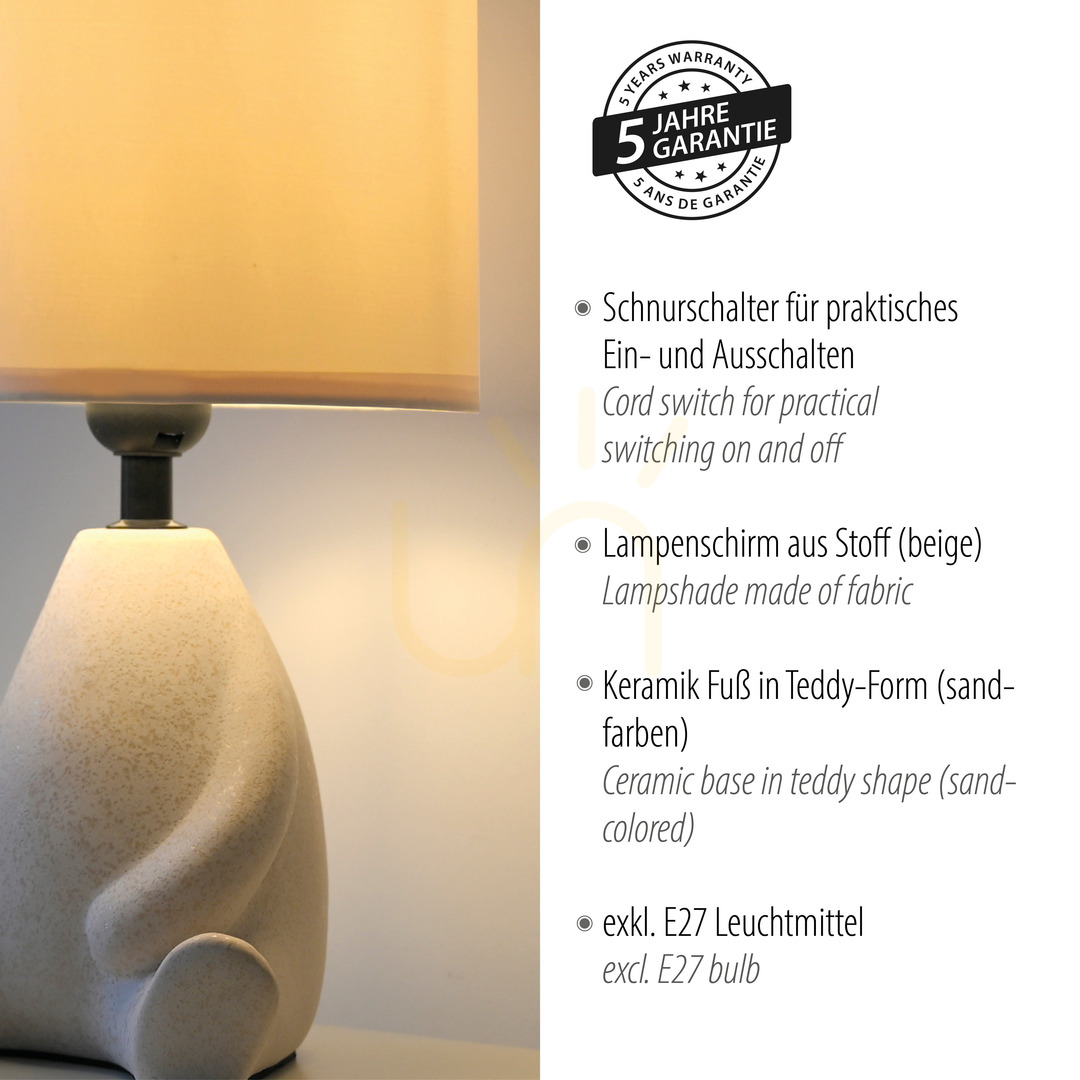 Pokaż Lampa Stołowa TED 14190-39 Beżowy 1xE27 Lampa Stołowa TED 14190-39 Beżowy 1xE27