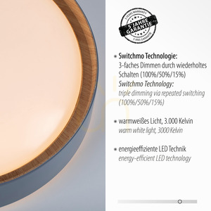 Plafon LED EMILIA 14347-15 szary, Ø 40 cm, ściemnialny small 3