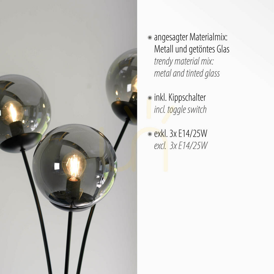 Wyświetl Lampa Podłogowa BIG WIDOW 14603-18 Czarny 3xE14 Lampa Podłogowa BIG WIDOW 14603-18 Czarny 3xE14