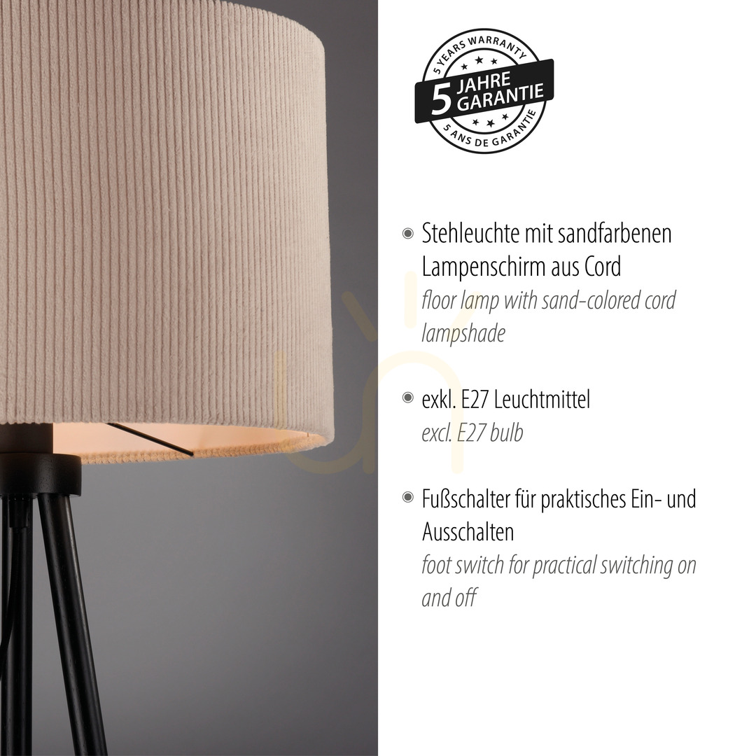 Pokaż Lampa Podłogowa GREEN DURO 14894-39 Beżowy 1xE27 Lampa Podłogowa GREEN DURO 14894-39 Beżowy 1xE27