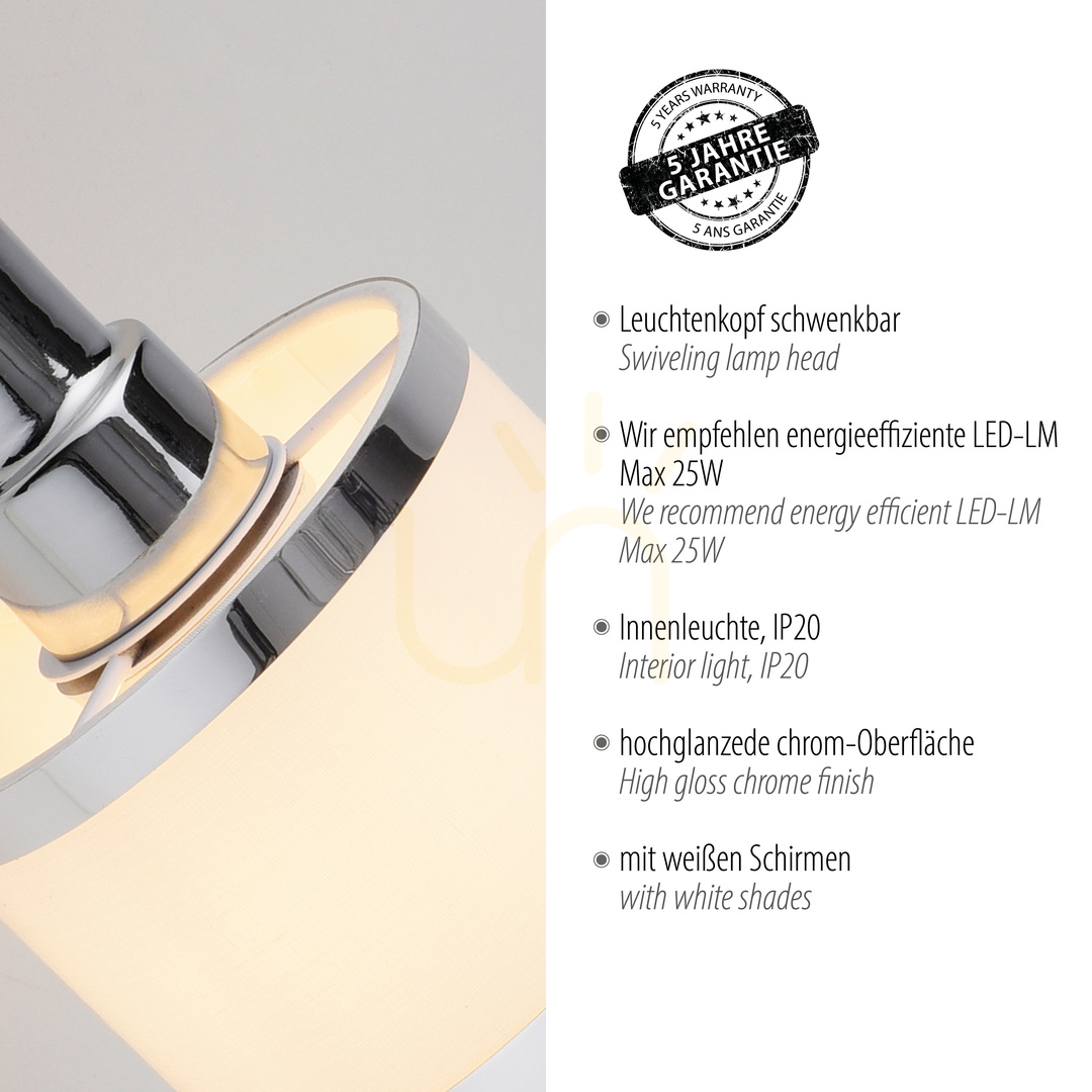 Pokaż Kinkiet ACCOR 15371-17 Chrom 1xE14 Kinkiet ACCOR 15371-17 Chrom 1xE14