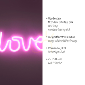Kinkiet NEON-LOVE 85021-87 Różowy 1xLED small 3