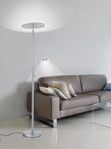 Sprawdź Lampa podłogowa LED ARTUR 673-55 z lampką do czytania, srebrna