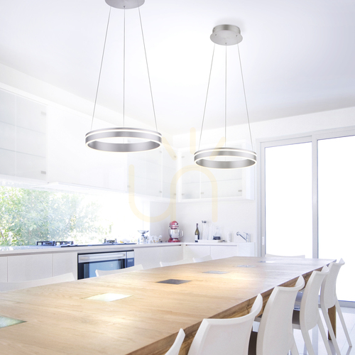 Sprawdź Lampa wisząca Q-VITO 8410-55 srebrna LED Ø 40 cm z pilotem