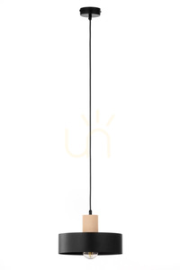 Lampa wisząca Sigma RIF WOOD 1 M czarny drewno naturalne 41864 small 0