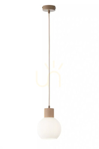 Lampa wisząca Sigma ALBA 1 beżowa drewno naturalne E27 SKU 41842 small 0