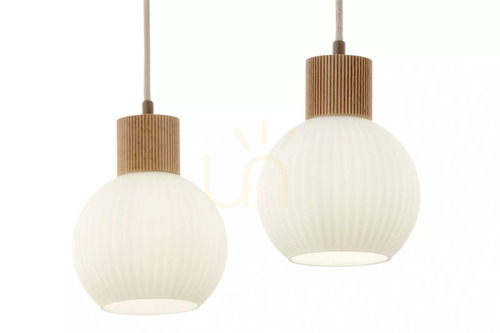 Sprawdź Lampa wisząca Sigma ALBA 2 beżowa drewno naturalne 49 cm SKU 41843
