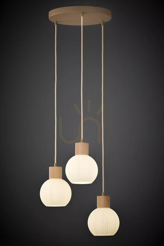 Sprawdź Lampa wisząca Sigma ALBA 3 beżowa drewno naturalne 41844
