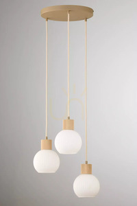 Lampa wisząca Sigma ALBA 3 beżowa drewno naturalne 41844 small 5
