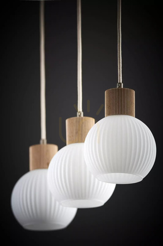Sprawdź Lampa wisząca Sigma ALBA 3 beżowa drewno naturalne 41845
