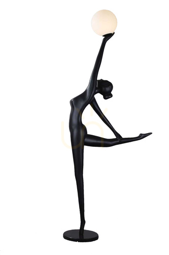 Sprawdź Lampa podłogowa WOMAN BALLERINA 210 cm - czarna figura tancerki z białym kloszem