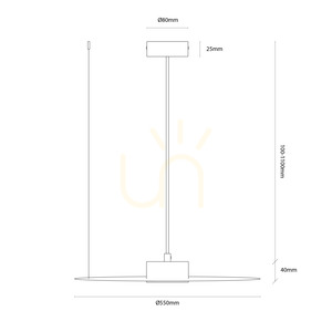 Lampa wisząca PIATTO GX53 15W czarna metalowy dysk 55 cm regulowany zwis MLP2917 Milagro small 11