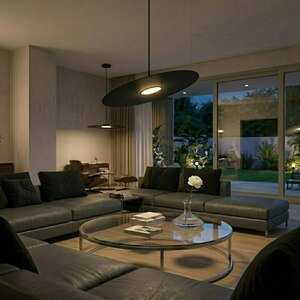 Lampa wisząca PIATTO GX53 15W czarna metalowy dysk 55 cm regulowany zwis MLP2917 Milagro small 3