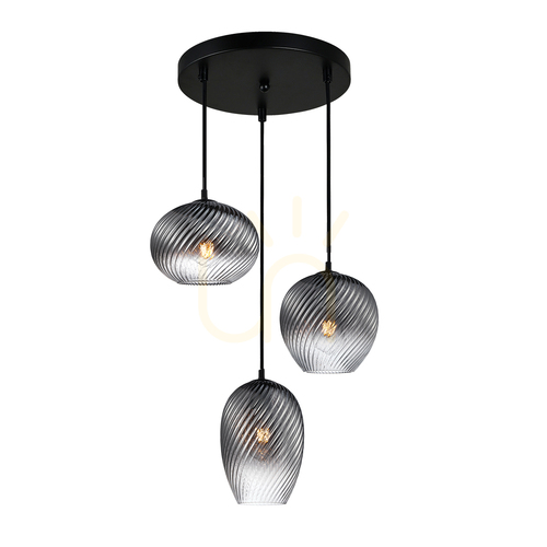 Sprawdź Lampa wisząca Italux Alias 3xE27 czarna dymione szkło PND-3672-3A-BK-SG