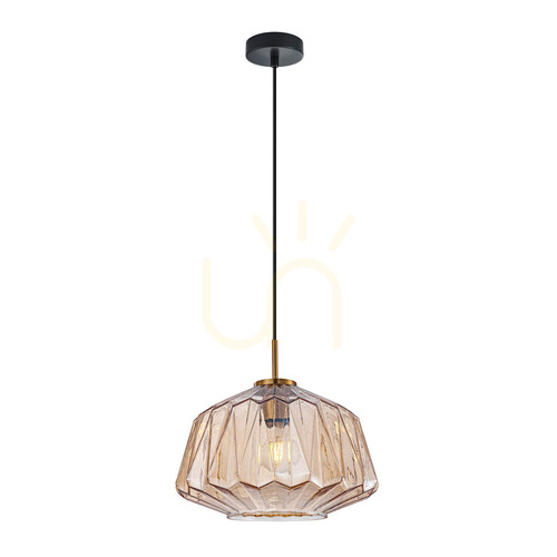 Sprawdź Lampa wisząca Italux Antita czarno-bursztynowa szklana E27 30 cm PND-3644-1-BRO-AMB