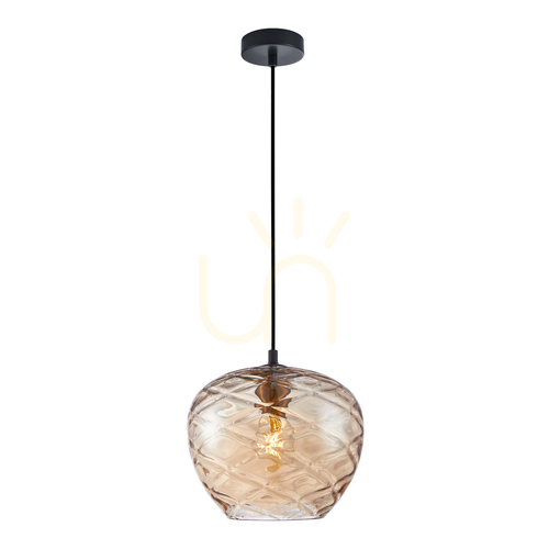 Sprawdź Lampa wisząca Italux Bresco czarna bursztynowe szkło E27 PND-3033-1-BRO-AMB
