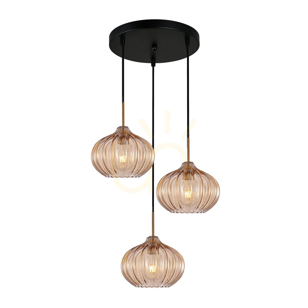 Sprawdź Lampa wisząca Italux Pansol 3xE27 złota bursztynowe szkło PND-2940-3AS-BRO-AMB Lampa wisząca Italux Pansol 3xE27 złota bursztynowe szkło PND-2940-3AS-BRO-AMB