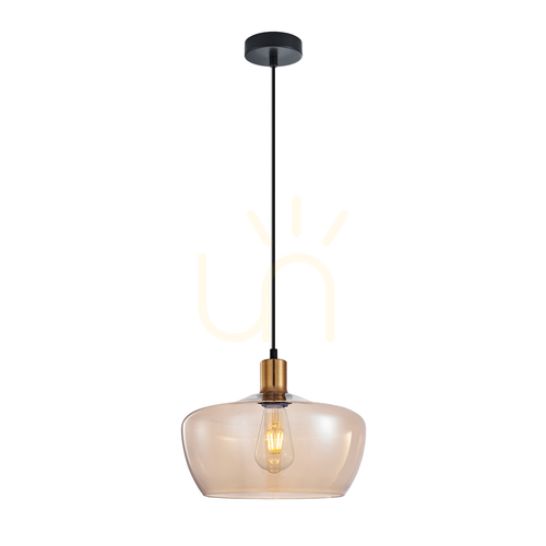Sprawdź Lampa wisząca Italux Parola bursztynowa złota E27 PND-3636-1-BRO-AMB